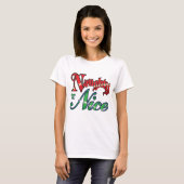 Retro Kerstmis, Naughty of Nice Red Green Letters T-shirt (Voorkant volledig)