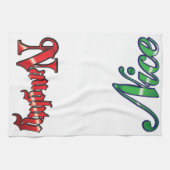 Retro Kerstmis, Naughty of Nice Red Green Letters Theedoek (Horizontaal)