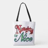 Retro Kerstmis, Naughty of Nice Red Green Letters Tote Bag (Achterkant)