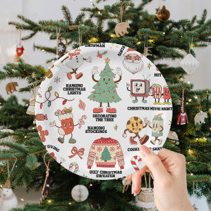 Retro Kerstmis Nostalgisch Groen En Rood Papieren Bordje