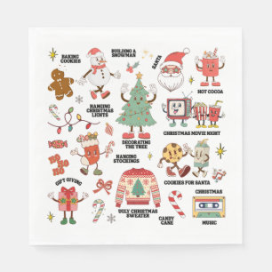 Retro Kerstmis Nostalgisch Groen En Rood Servet