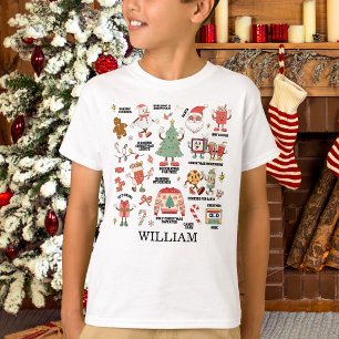 Retro Kerstmis Nostalgische Groene En Rode Jongens T-shirt