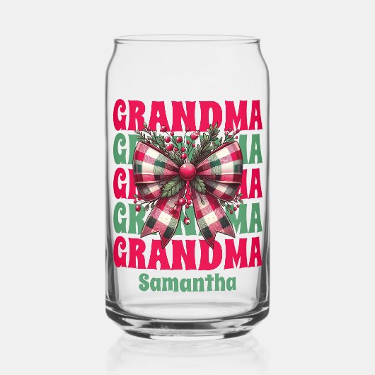 Retro Kerstmis Oma Coquette Bow Blikvorm Glas (Voorkant)