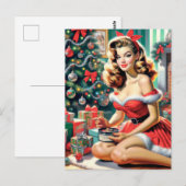 Retro kerstmis omhoog briefkaart (Voorkant / Achterkant)