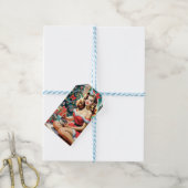 Retro kerstmis omhoog cadeaulabel (Met Touw)