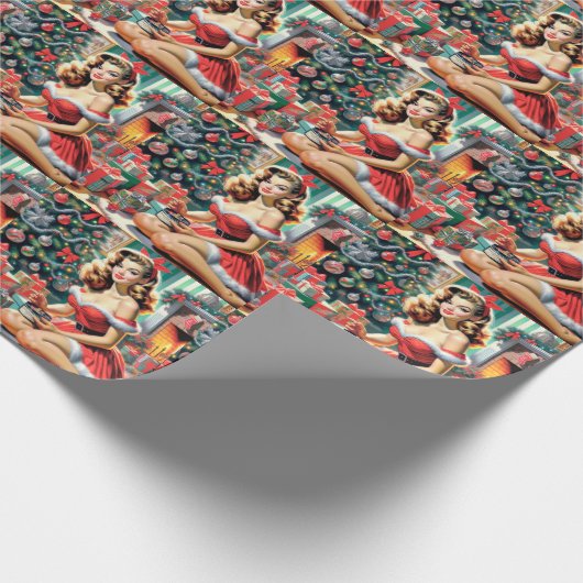 Retro kerstmis omhoog cadeaupapier (Hoek)