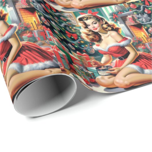 Retro kerstmis omhoog cadeaupapier (Rol Hoek)