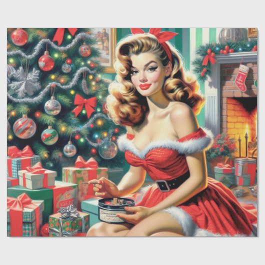 Retro kerstmis omhoog cadeaupapier (Vlak)