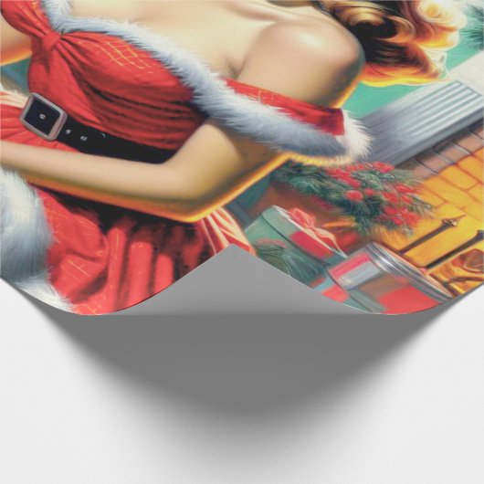 Retro kerstmis omhoog cadeaupapier (Hoek)