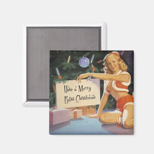 Retro kerstmis omhoog magneet (Voorkant / Achterkant)