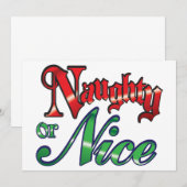 Retro Kerstmis, Ondeugend of Leuke Feestuitnodigin Kaart (Voorkant / Achterkant)