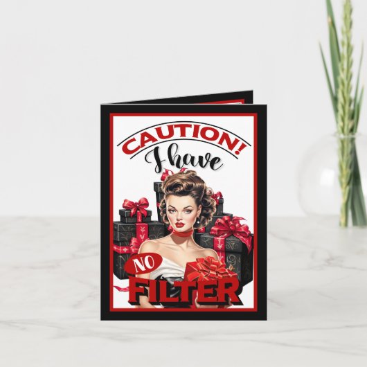 Retro Kerstmis Ongefilterde Pin-up Bedankkaart (Voorkant)