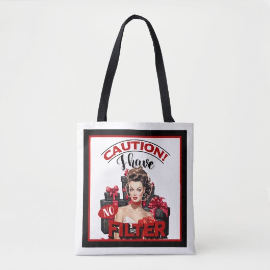 Retro Kerstmis Ongefilterde Pin-up Tote Bag (Voorkant)