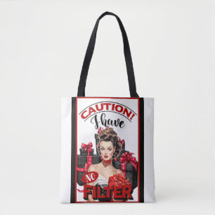 Retro Kerstmis Ongefilterde Pin-up Tote Bag