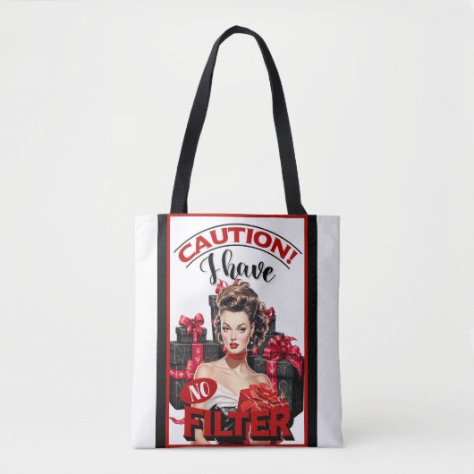 Retro Kerstmis Ongefilterde Pin-up Tote Bag (Voorkant)