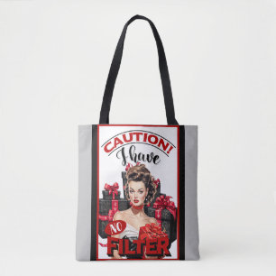 Retro Kerstmis Ongefilterde Pin-up Tote Bag