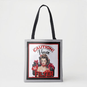 Retro Kerstmis Ongefilterde Pin-up Tote Bag