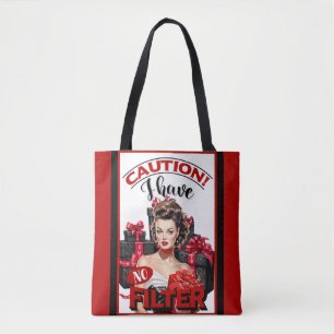 Retro Kerstmis Ongefilterde Pin-up Tote Bag