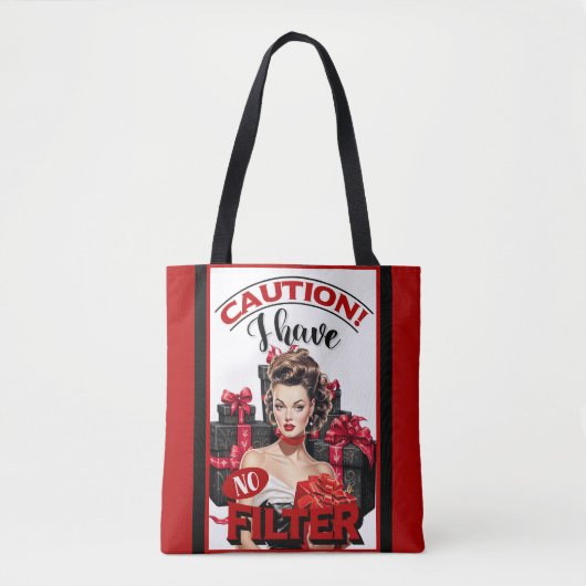 Retro Kerstmis Ongefilterde Pin-up Tote Bag (Voorkant)