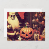 Retro Kerstmis ontmoet Halloween Horror Briefkaart (Voorkant / Achterkant)