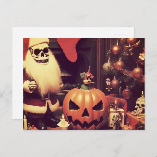 Retro Kerstmis ontmoet Halloween Horror Briefkaart (Voorkant / Achterkant)