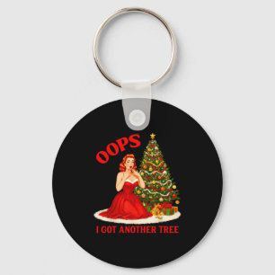 Retro Kerstmis Oops Ik Heb Nog Een Boom Grappig Ge Sleutelhanger