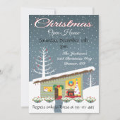 Retro Kerstmis Open House Uitnodigingen (Voorkant)