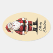 Retro Kerstmis Ovale Sticker (Voorkant)