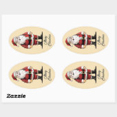 Retro Kerstmis Ovale Sticker (Vel)