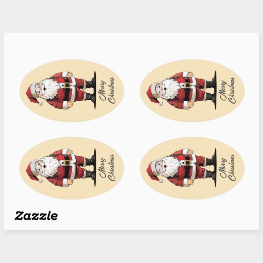 Retro Kerstmis Ovale Sticker (Vel)