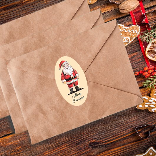 Retro Kerstmis Ovale Sticker