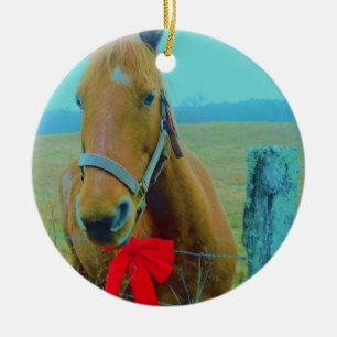 retro Kerstmis Paard Keramisch Ornament
