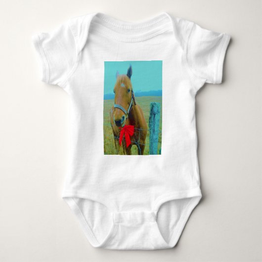 retro Kerstmis Paard Romper (Voorkant)