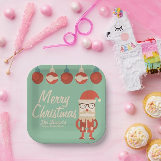 Retro Kerstmis. Papieren Bordje (Feest)