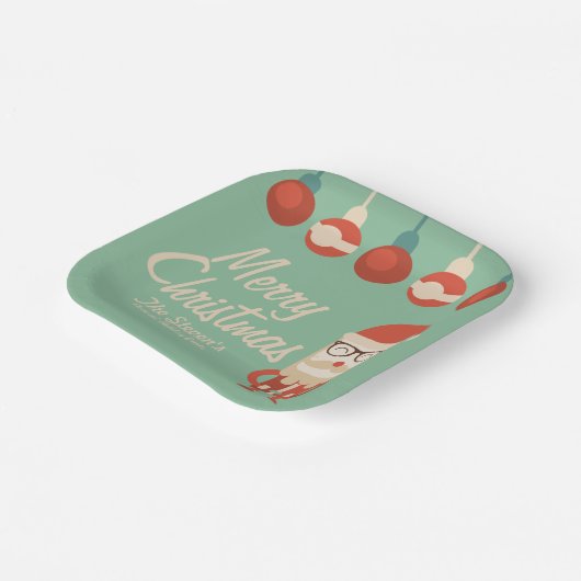 Retro Kerstmis. Papieren Bordje (Gebogen)