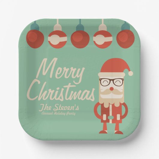 Retro Kerstmis. Papieren Bordje (Voorkant)