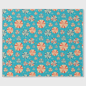 Retro Kerstmis Pepermunt Snoep Blauw Cadeaupapier (Vlak)