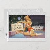Retro Kerstmis Pinup Feestdagenkaart (Voorkant / Achterkant)