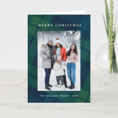 Retro Kerstmis Plaid 2 Foto Groet Feestdagen Kaart (Voorkant)