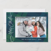 Retro Kerstmis Plaid 2 Foto Groet Feestdagenkaart (Voorkant)