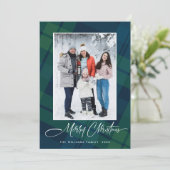 Retro Kerstmis Plaid 2 Foto Groet Feestdagenkaart (Staand voorkant)