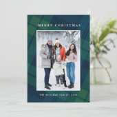 Retro Kerstmis Plaid 2 Foto Groet Feestdagenkaart (Staand voorkant)