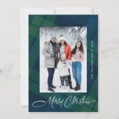 Retro Kerstmis Plaid 2 Foto Groet Feestdagenkaart (Voorkant)