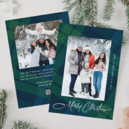 Retro Kerstmis Plaid 2 Foto Groet Feestdagenkaart