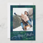Retro Kerstmis Plaid 2 Foto Groet Feestdagenkaart (Voorkant)