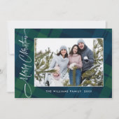 Retro Kerstmis Plaid 3 Foto Groet Feestdagenkaart (Voorkant)