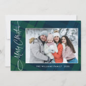 Retro Kerstmis Plaid 3 Foto Groet Feestdagenkaart (Voorkant)