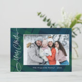 Retro Kerstmis Plaid 3 Foto Groet Feestdagenkaart (Staand voorkant)