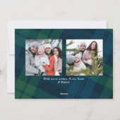 Retro Kerstmis Plaid 3 Foto Groet Feestdagenkaart (Achterkant)