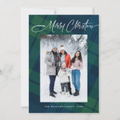 Retro Kerstmis Plaid 5 Foto Groet Feestdagenkaart (Voorkant)